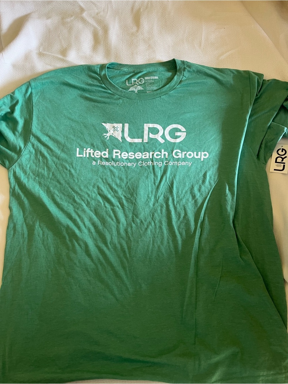 LRG Green Short Sleeve Tee with White Lifted Research Group Logo 2XL